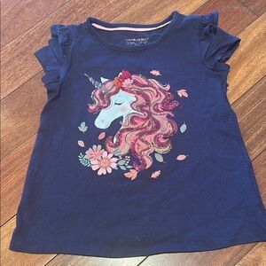Cynthia Rowley Blue and Pink Unicorn Short Sleeve Tee